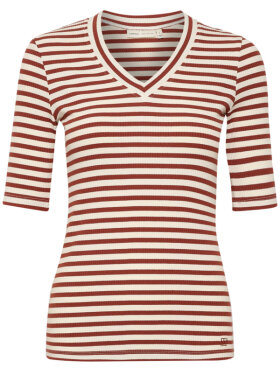 Inwear - DagnaIW Striped V T-Shirt Cherry Mahogany