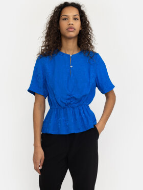 Soft Rebels - SRSaga SS Blouse jacquard blå