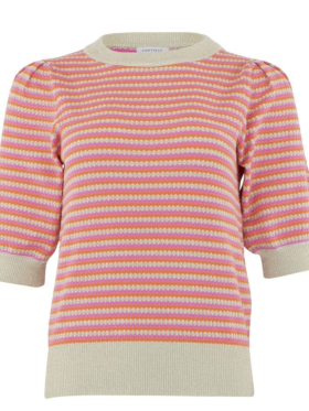 CONTINUE - Sille bluse pink/orange strib CONTINUE - Sille bluse pink/orange strib