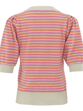 CONTINUE - Sille bluse pink/orange strib