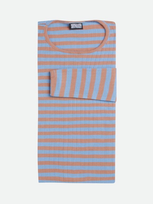 Mads Nørgaard - Nørgaard bluse camel/blue long Mads Nørgaard - Nørgaard bluse camel/blue long