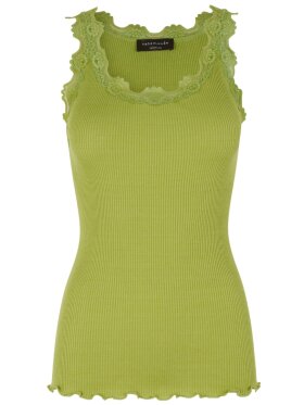 Rosemunde - silk top w/lace avokado green