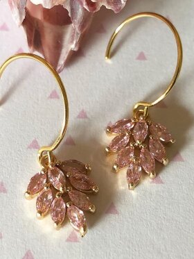Friihof+Siig - Pink Leaf øreringe i guld