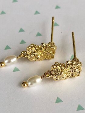 Friihof+Siig - Grov earstick w. pearl i guld